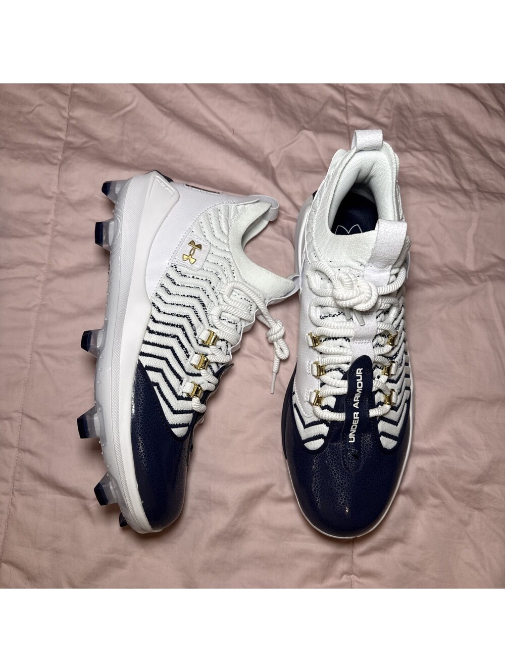 Under Armour Harper 9 Pro TPU 'White Metallic Gold' 3027444-102 Baseball size 12